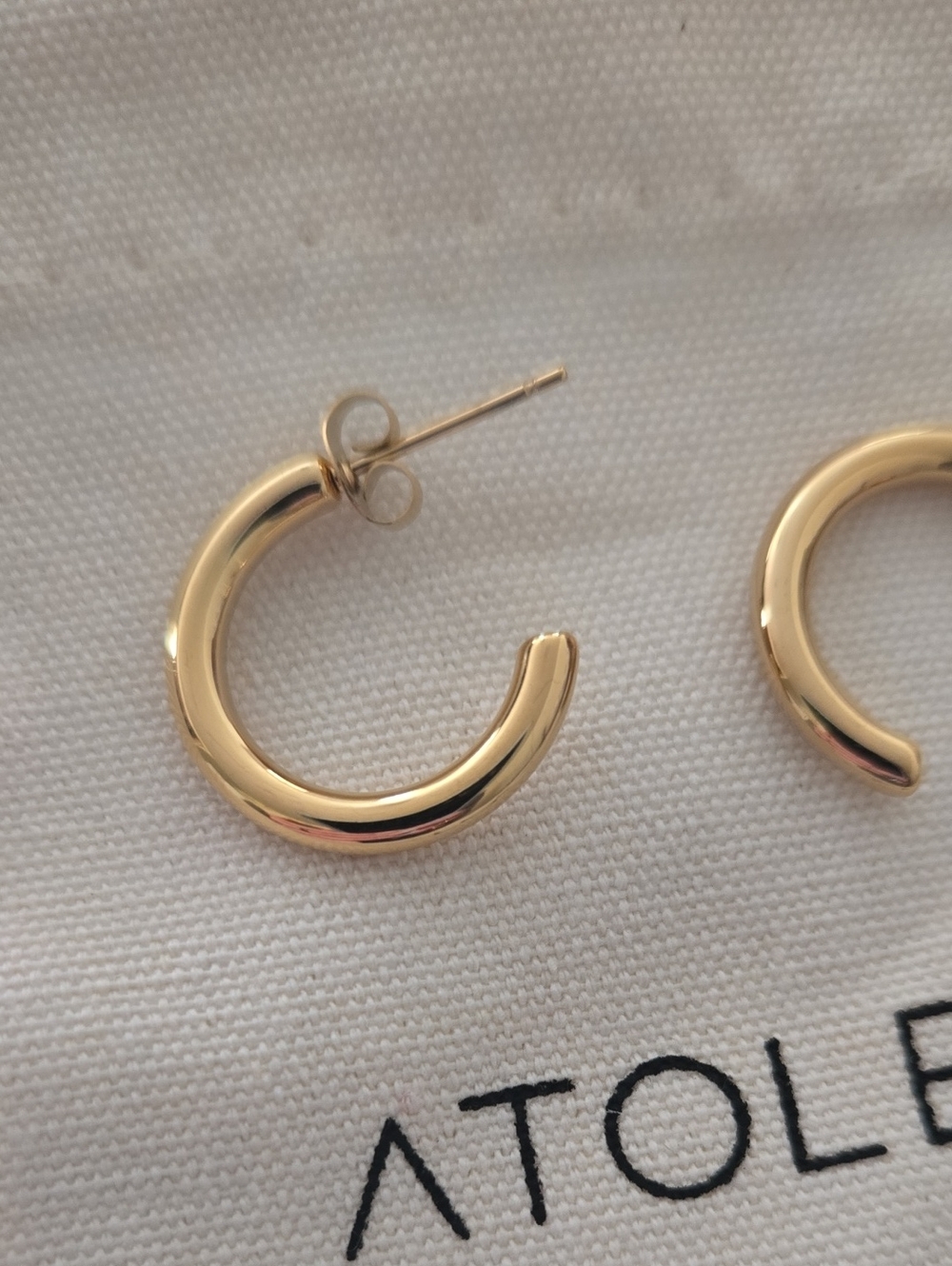 Atolea Gold Hoop Earrings - Small Classic Hoops - Picture 2 of 3